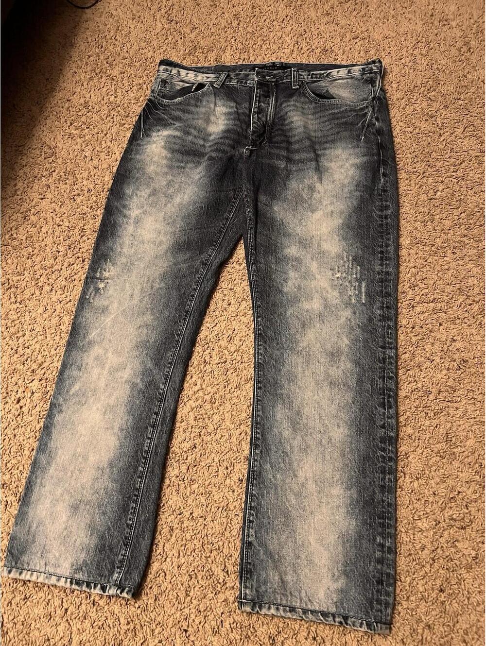 Sean John Acid Washed Faded Blue Jeans Men’s Size 38x32 Relaxed Straight Fit Y2K